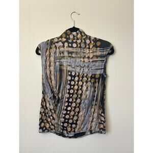 Manila Grace Viscose Silk Geometric Sleeveless Blouse, Sz 42 /US Large